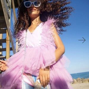 Lola + The Boys Lavender Feathered Dress